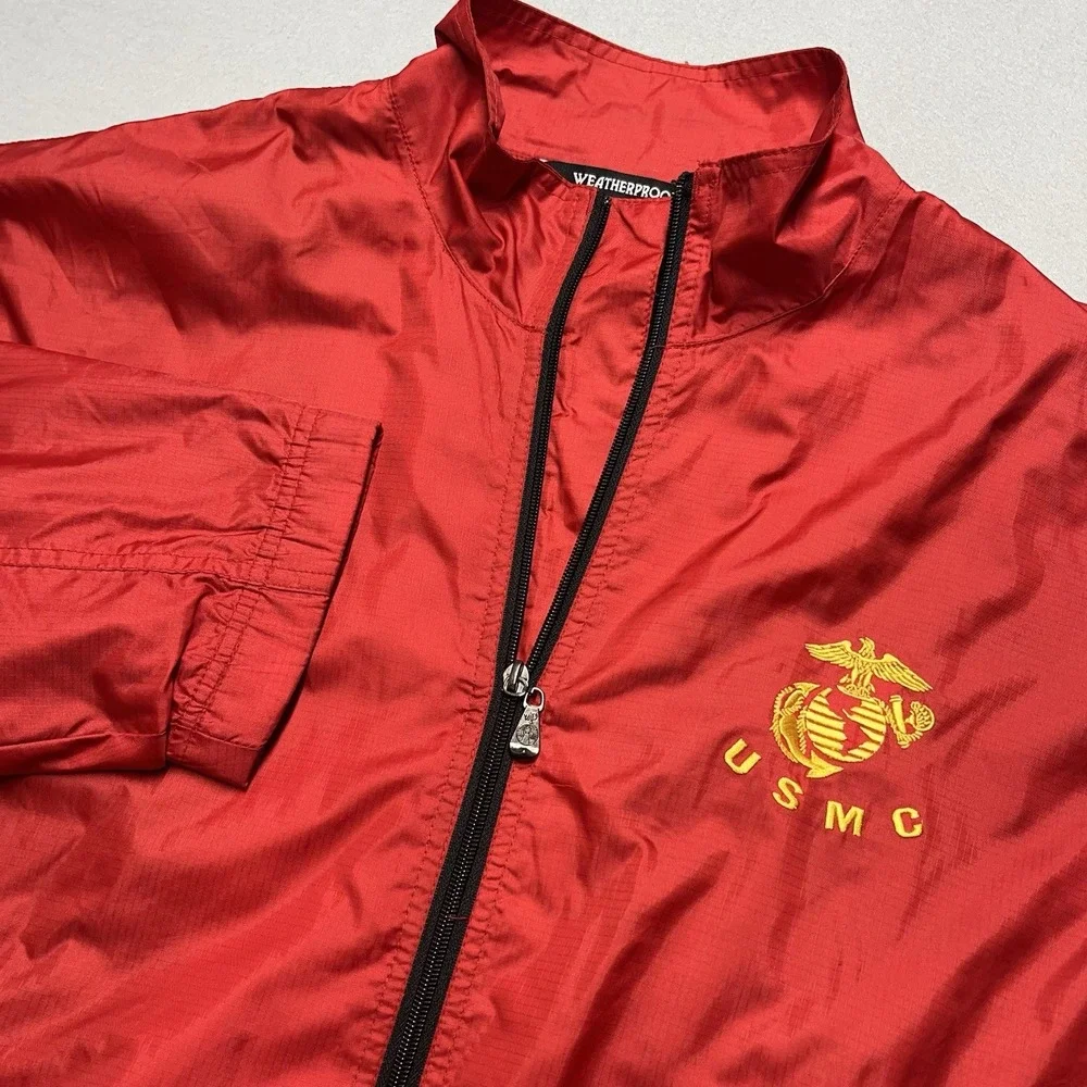 Vintage Weatherproof Mens Red US Marines Zip Down Windbreaker Jacket Size Large - Picture 3 of 11